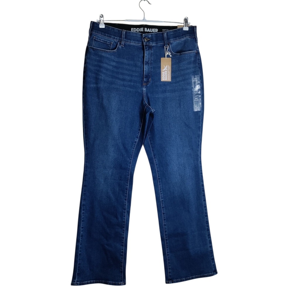 Eddie Bauer Venture Stretch Bootcut Jeans Womens 20W Plus Blue High Rise New